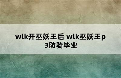 wlk开巫妖王后 wlk巫妖王p3防骑毕业